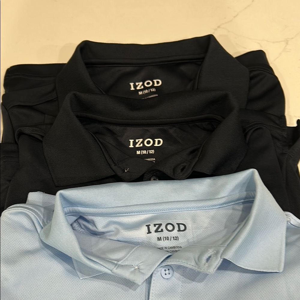 Izod Boys Wrinkle Resistant Moisture Wicking Long Sleeve Polo Shirts-Uniform (3)